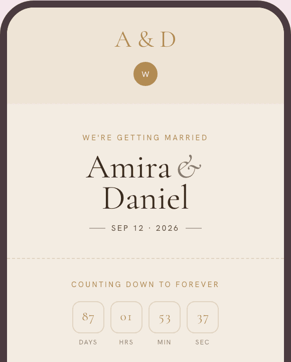 The same invitation for Amira and Daniel, styled in the Boho Earthy look