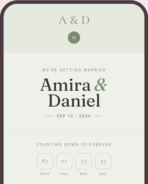 The same invitation for Amira and Daniel, styled in the Garden Botanical look