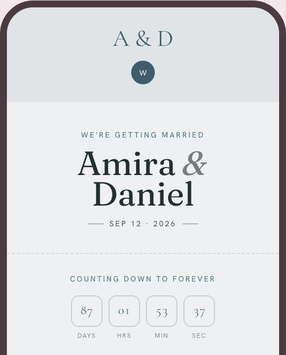 The same invitation for Amira and Daniel, styled in the Geometric look