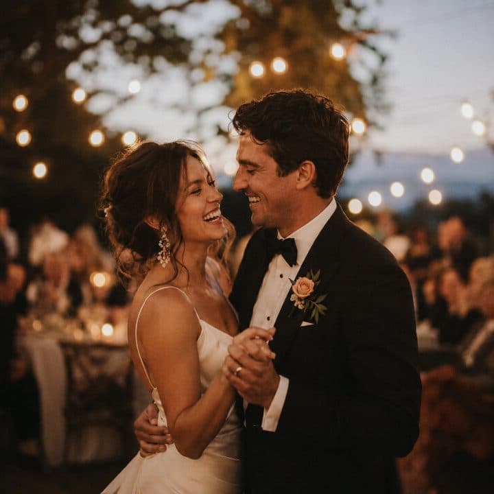 First dance under string lights