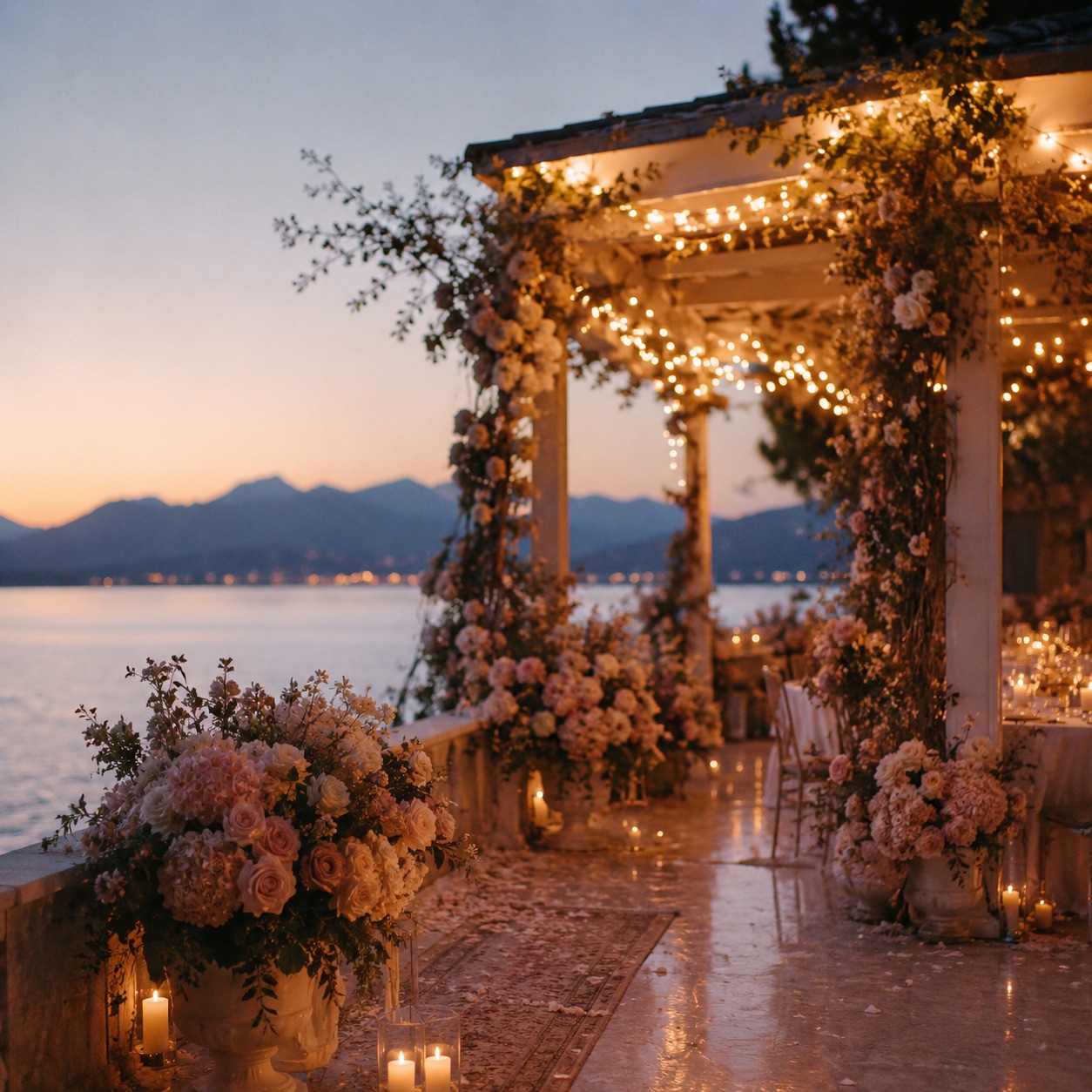 A close, candid embrace in soft blush light